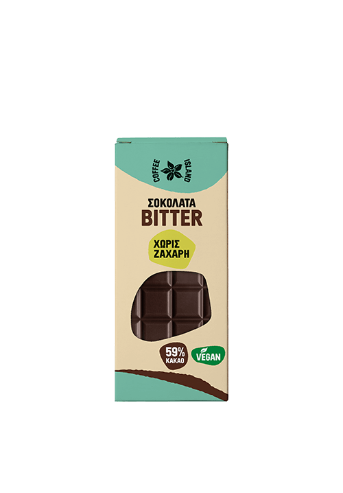 Μαύρη σοκολάτα bitter χωρίς ζάχαρη 50γρ