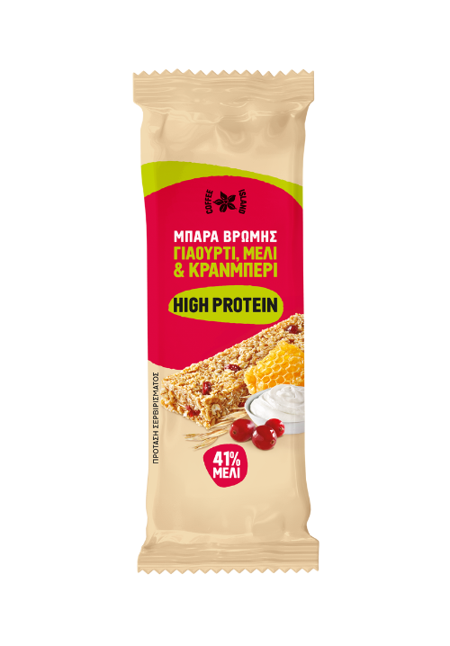 Μπάρα βρώμης, high protein με μέλι, γιαούρτι και κράνμπερι 60γρ