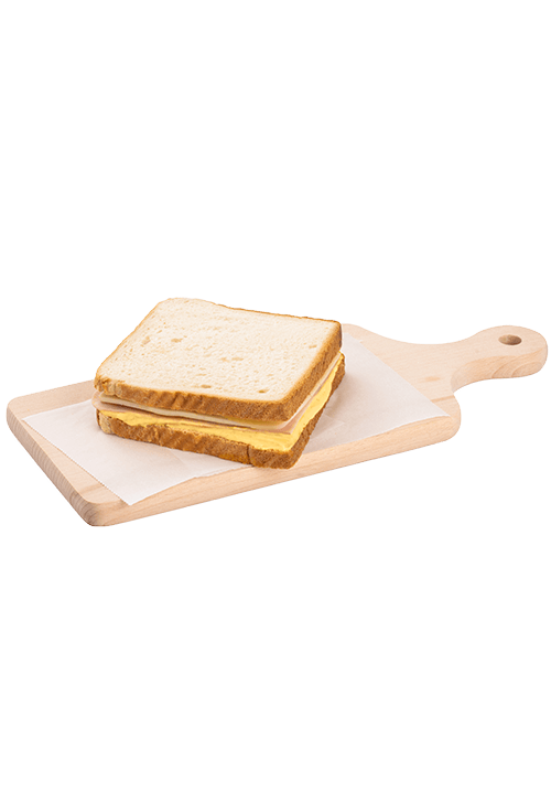 Προζυμένιο τοστ με καπνιστό χοιρινό, ένταμ και κίτρινη σως