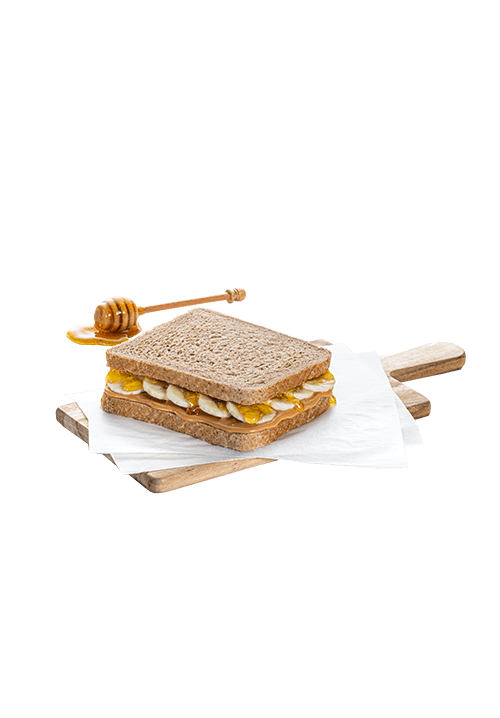 Προζυμένιο τοστ ολικής με φυστικοβούτυρο, μπανάνα και μέλι